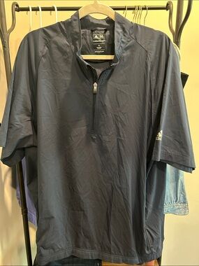 adidas Navy Blue Half-Zip Windbreaker